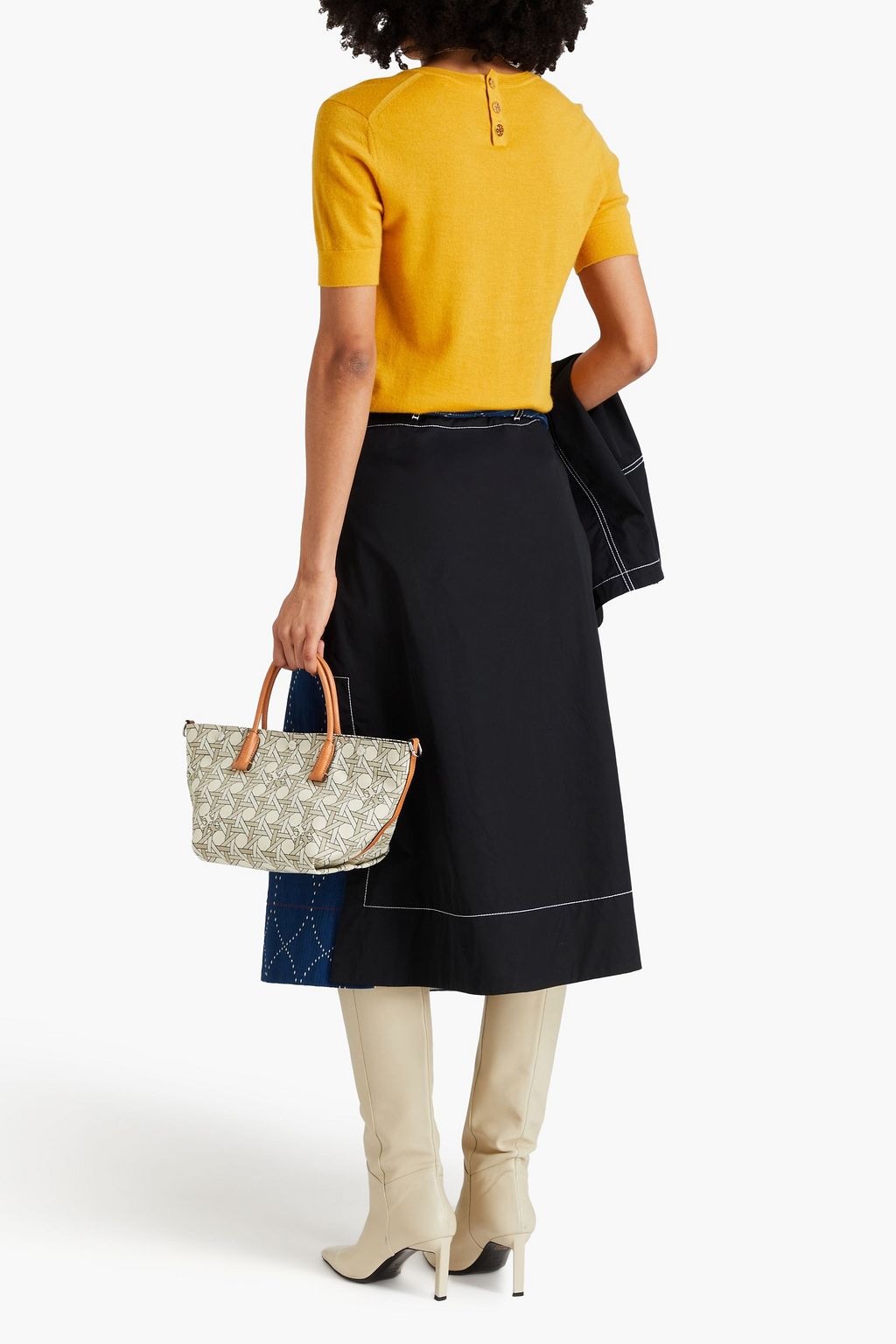 TORY BURCH Gesteppter Midi-Wickelrock aus Canvas und Baumwoll-Twill