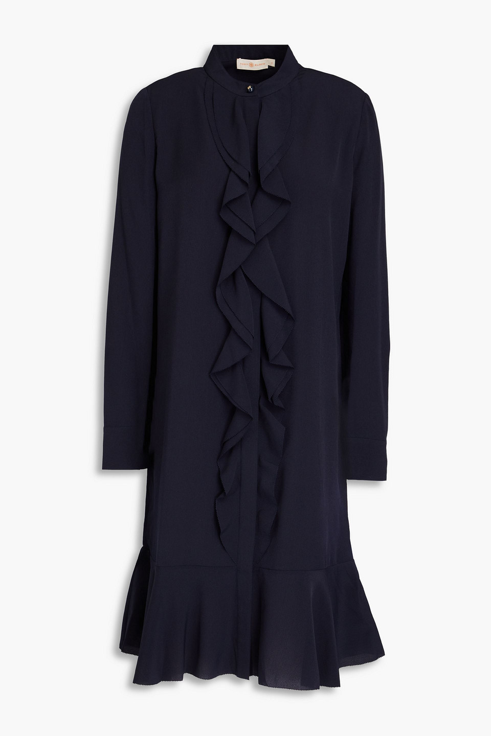 TORY BURCH JANE RUFFLED CREPE DE CHINE DRESS