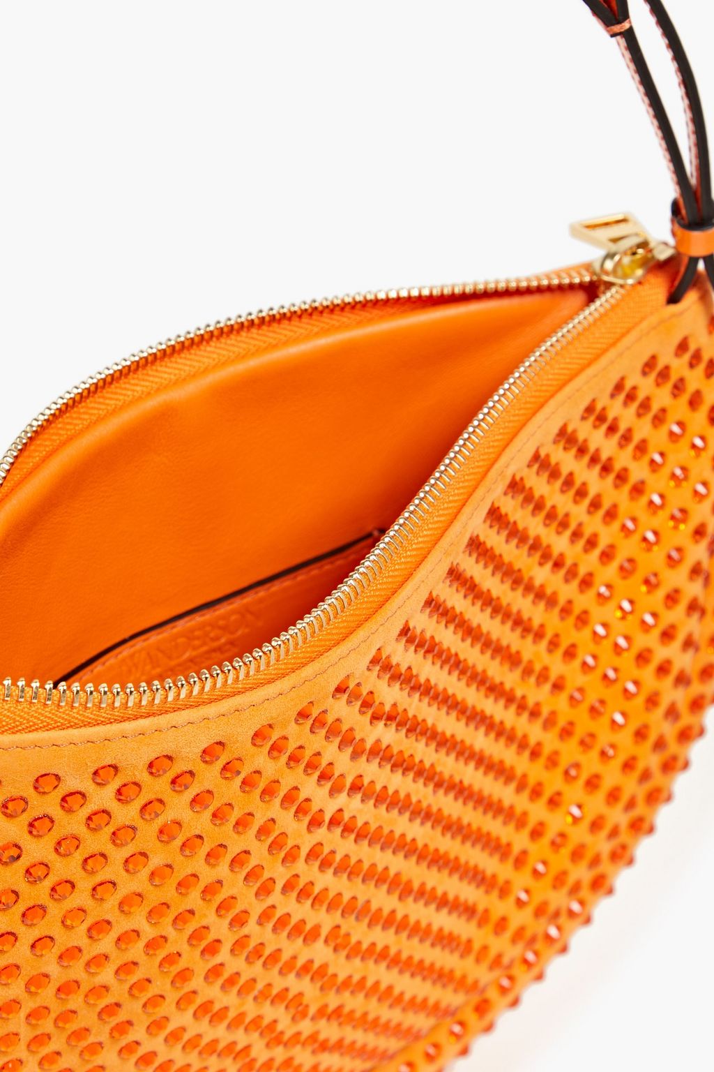 JW ANDERSON حقيبة كتف مصنوعة من جلد السويد ومزينة بالكريستال