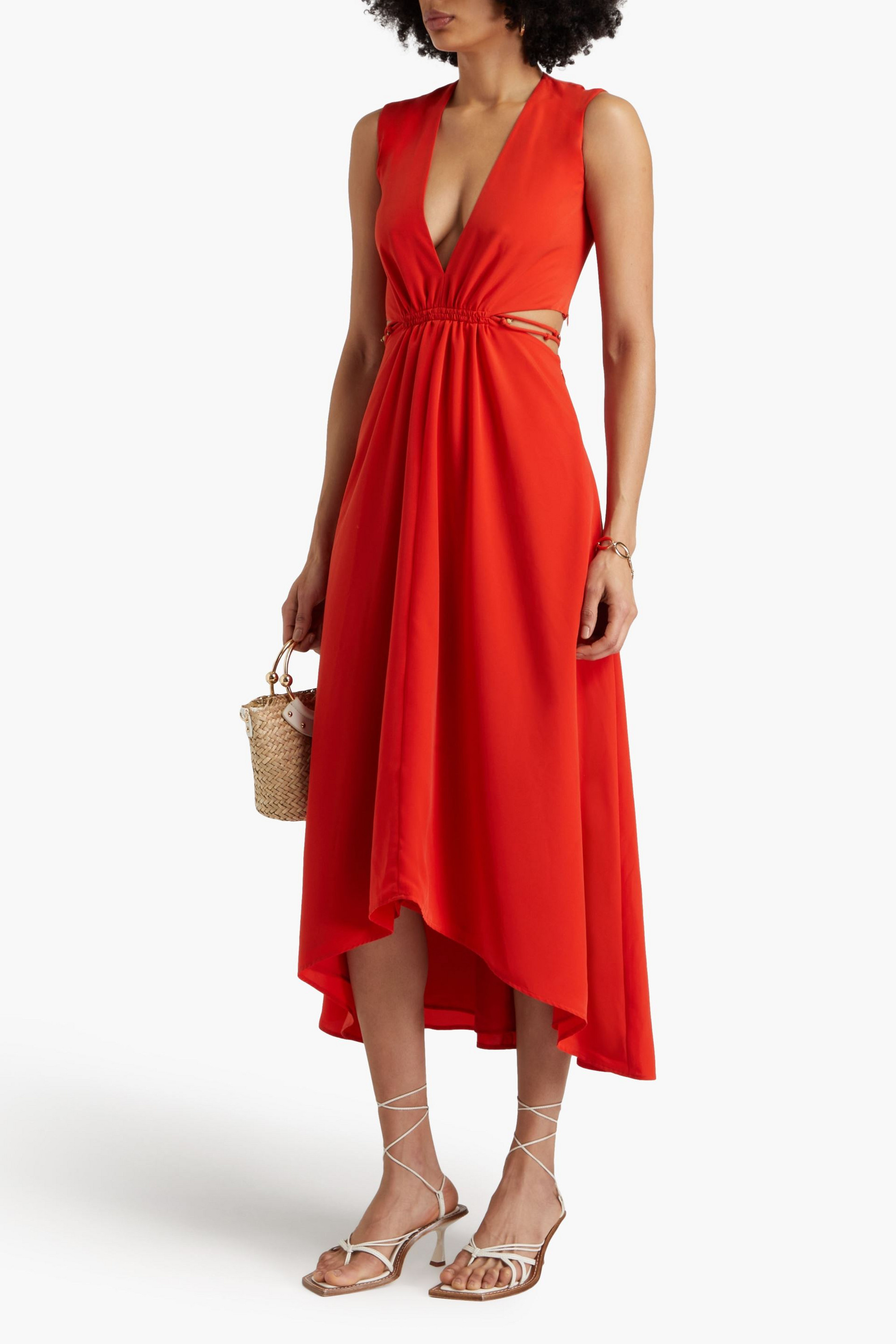 Altuzarra Embellished cutout satin midi dress