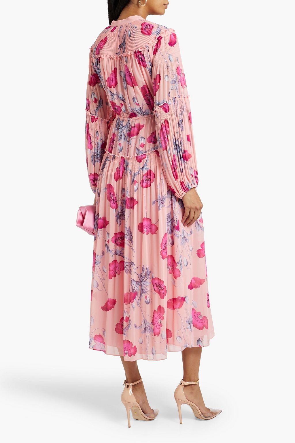 DIANE VON FURSTENBERG Link tiered printed plissé-chiffon midi dress