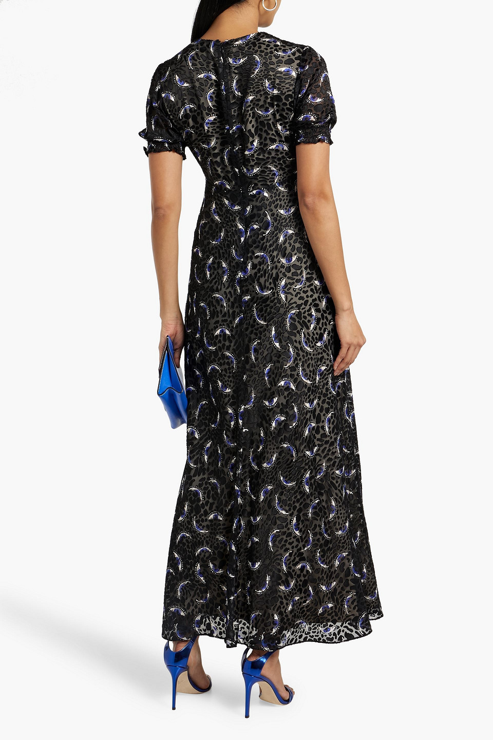 Shop Diane Von Furstenberg Walker Printed Fil Coupé Chiffon Maxi Dress In Black