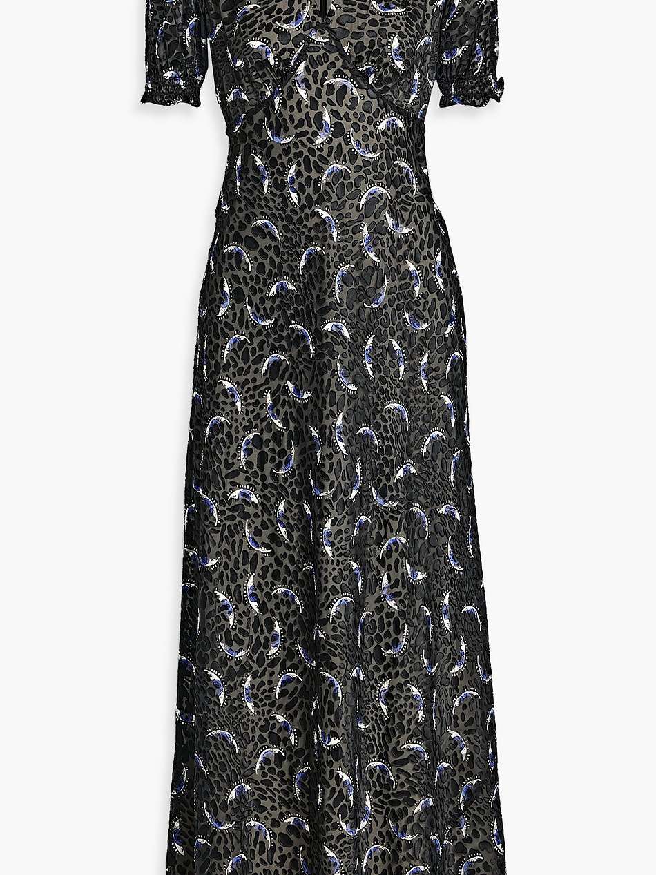 walker printed fil coupé chiffon maxi dress