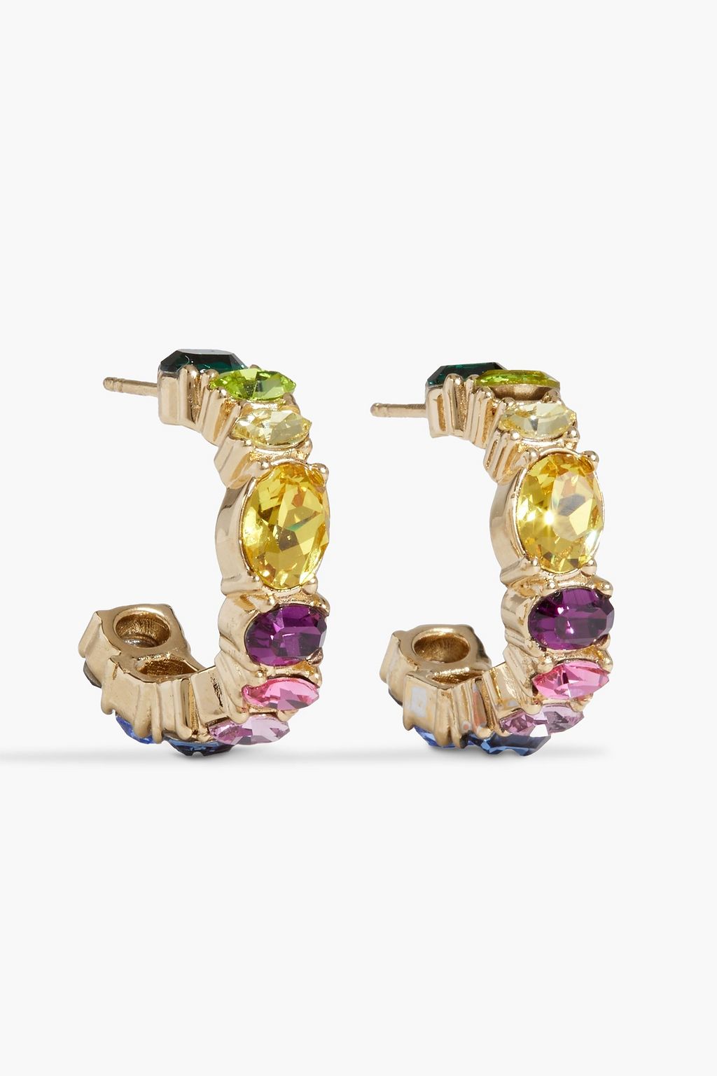 Gold tone crystal hoop earrings gold One Size