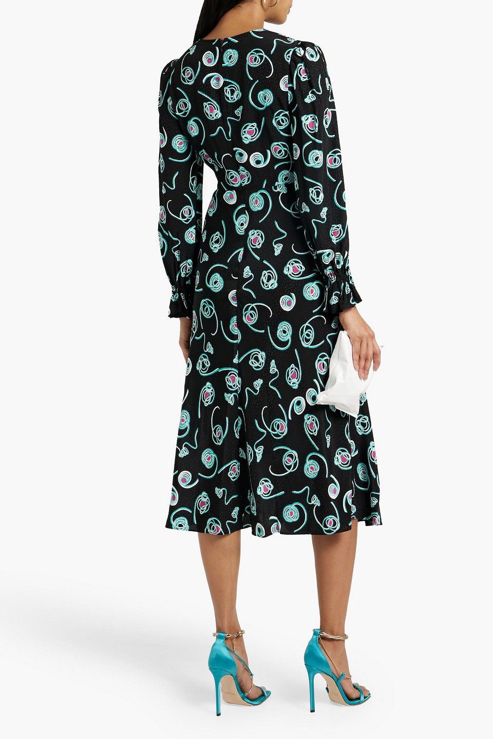 Shop Diane Von Furstenberg Anaba Twisted Printed Jacquard Midi Dress In Black