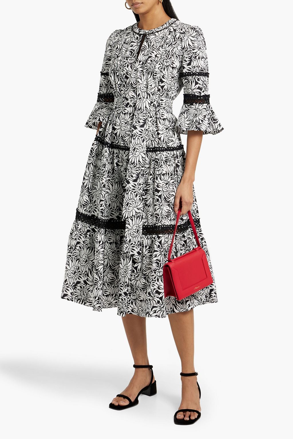 DIANE VON FURSTENBERG Julia belted floral-print cotton-blend poplin midi dress
