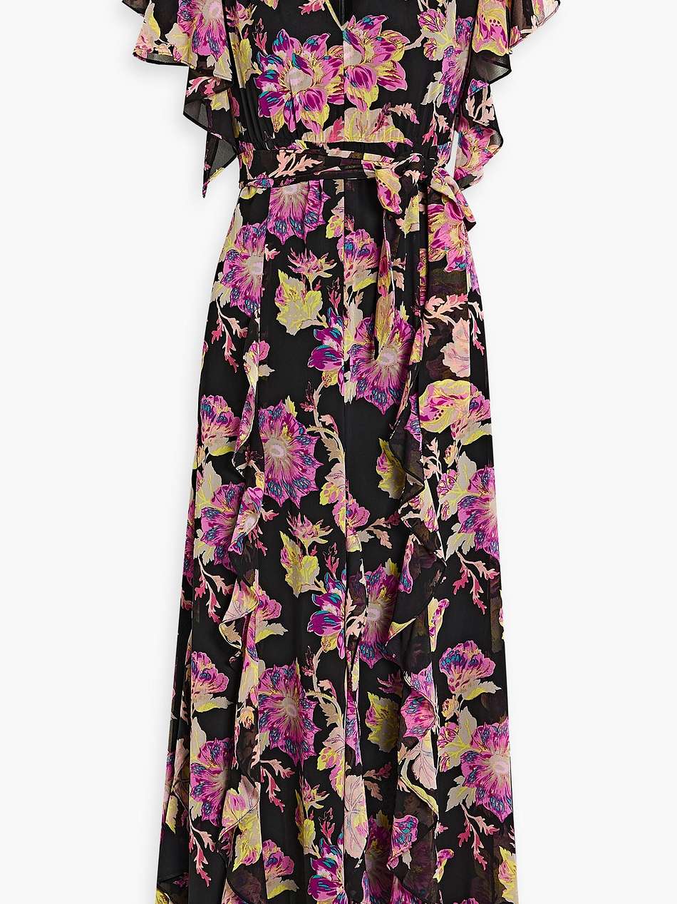 bleuet ruffled floral-print chiffon maxi dress