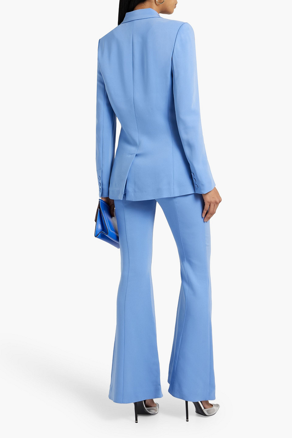 Shop Diane Von Furstenberg Salzburg Double-breasted Crepe Blazer In Light Blue