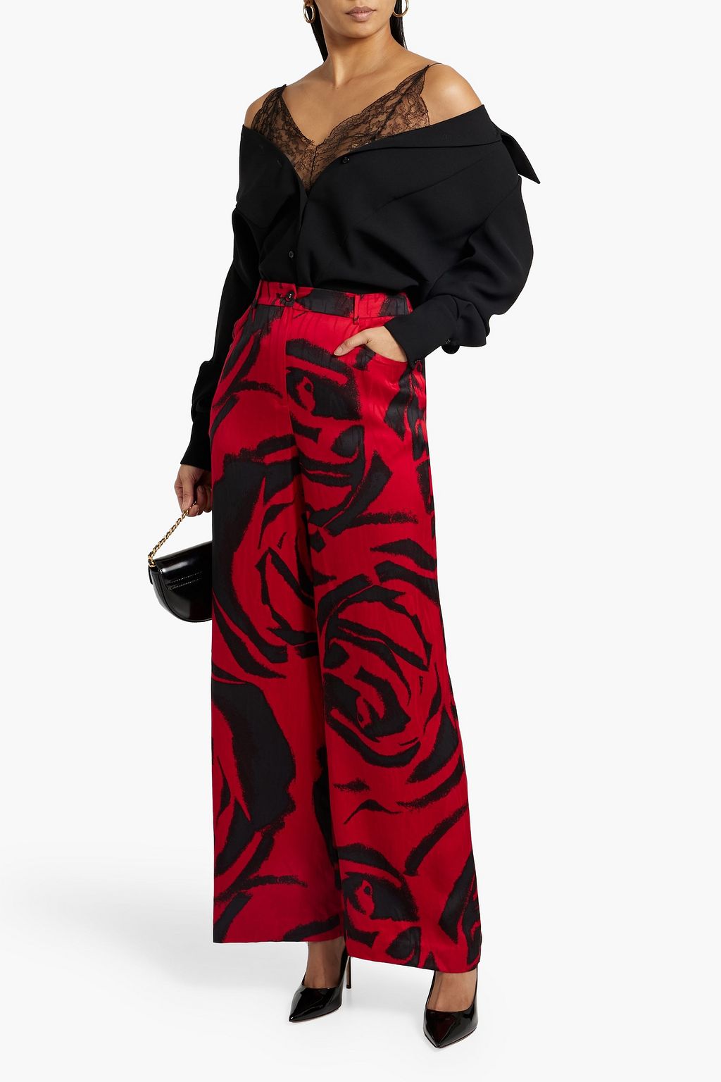 DIANE VON FURSTENBERG Adelaide printed satin-jacquard wide-leg pants