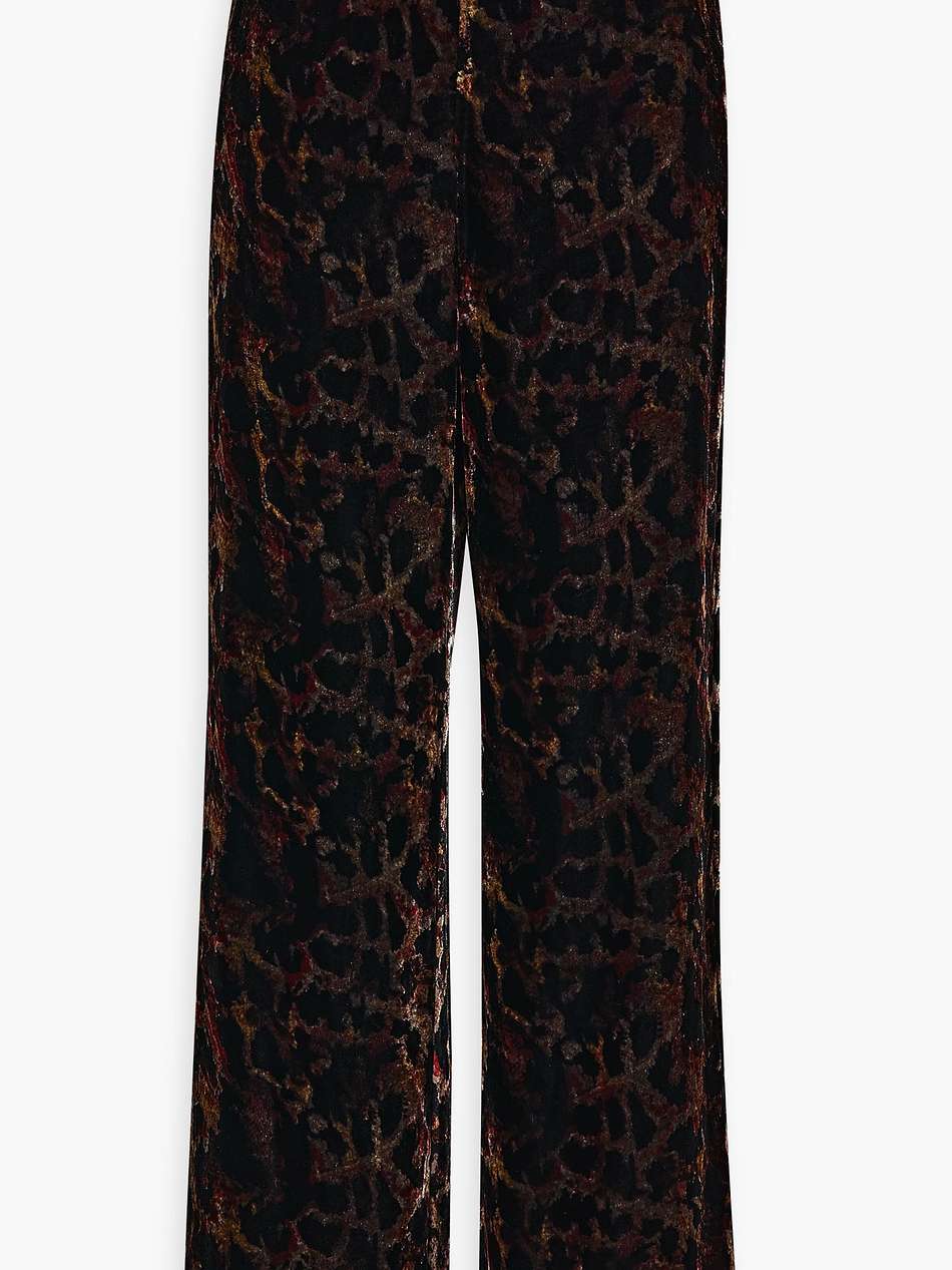 montreal leopard-print velvet wide-leg pants
