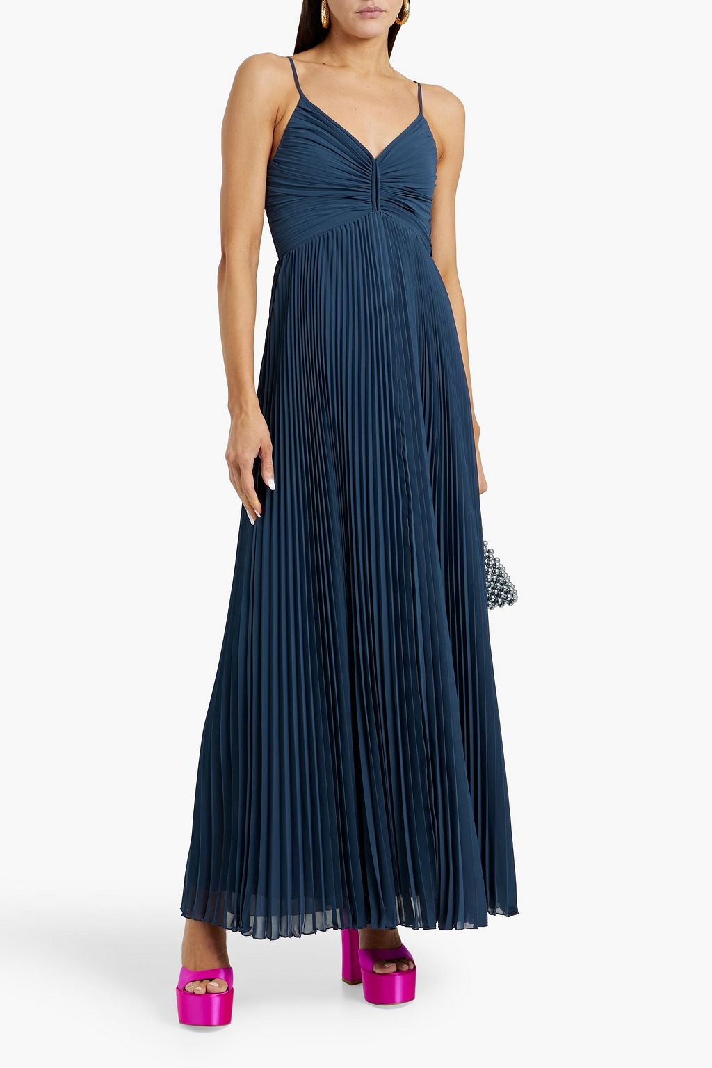 DIANE VON FURSTENBERG 시폰 플리츠 맥시 드레스