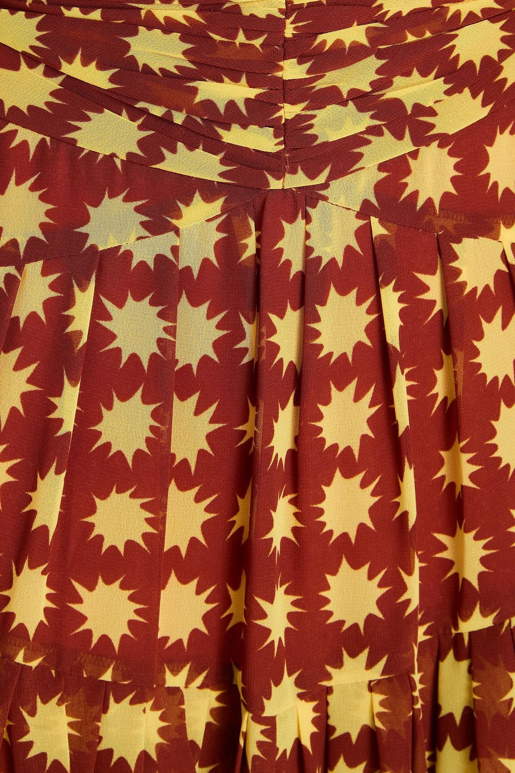 DIANE VON FURSTENBERG 개더 디테일 프린트 시폰 맥시 스커트