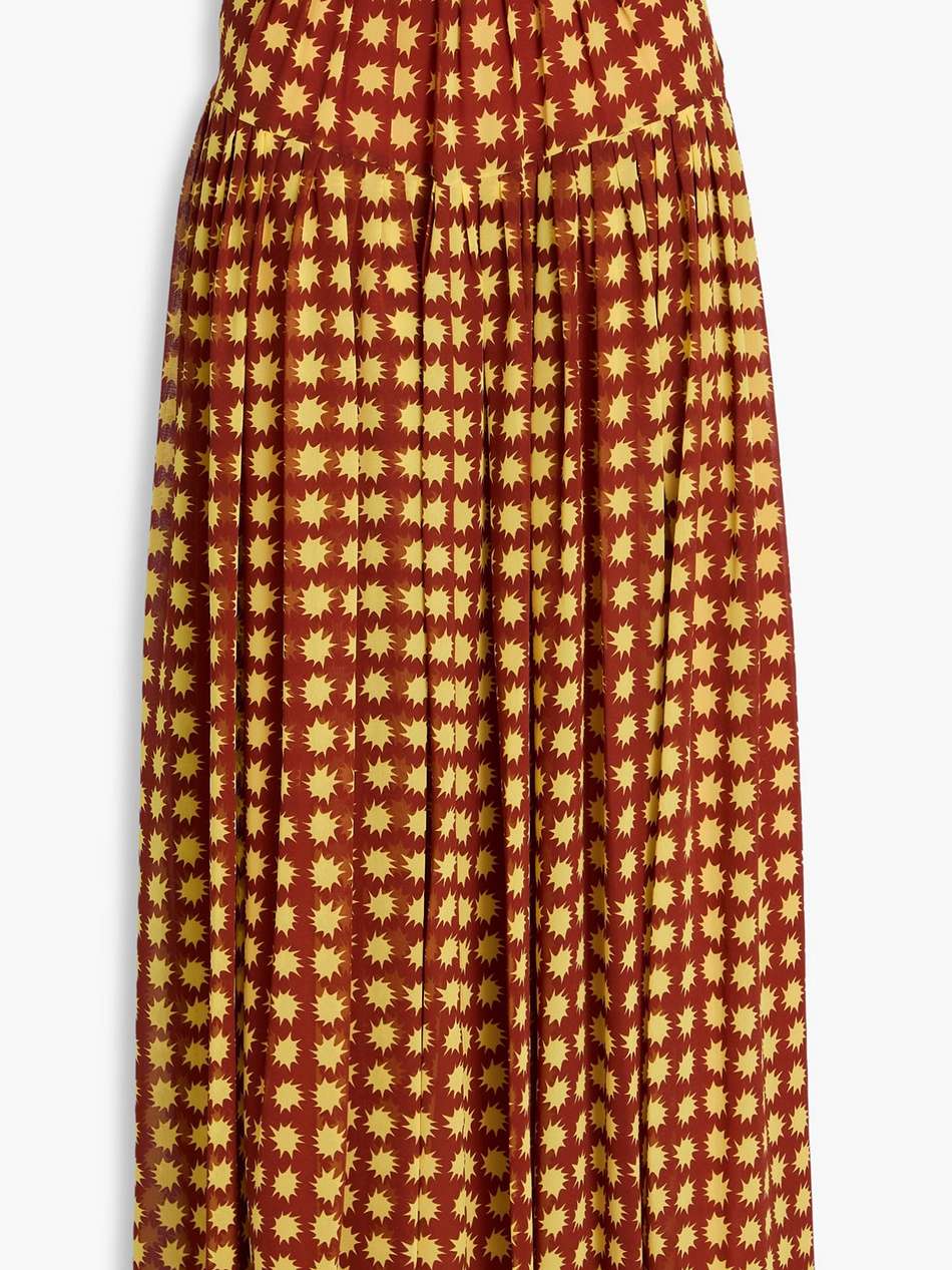 amira gathered printed chiffon maxi skirt
