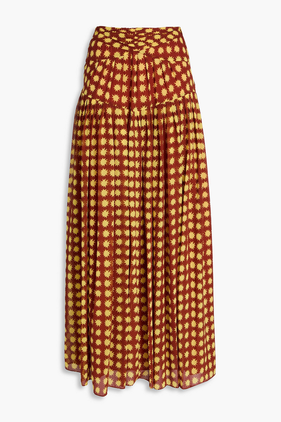 Diane Von Furstenberg Amira Gathered Printed Chiffon Maxi Skirt