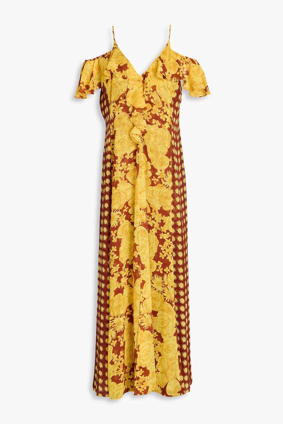 Diane Von Furstenberg Aya Cold-shoulder Printed Chiffon Maxi Dress
