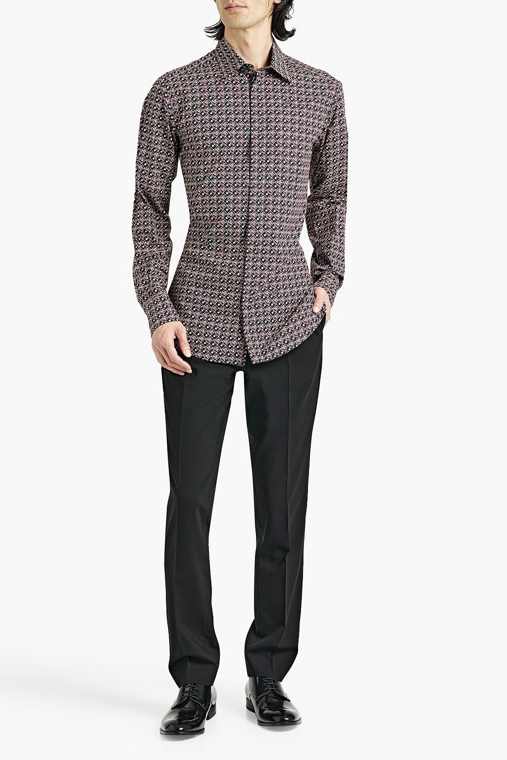 DOLCE&GABBANA Slim-fit printed cotton-poplin shirt