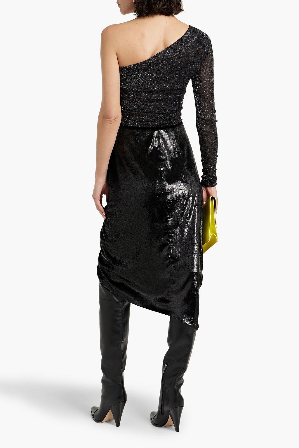 DIANE VON FURSTENBERG Chaos one-sleeve metallic stretch-mesh top