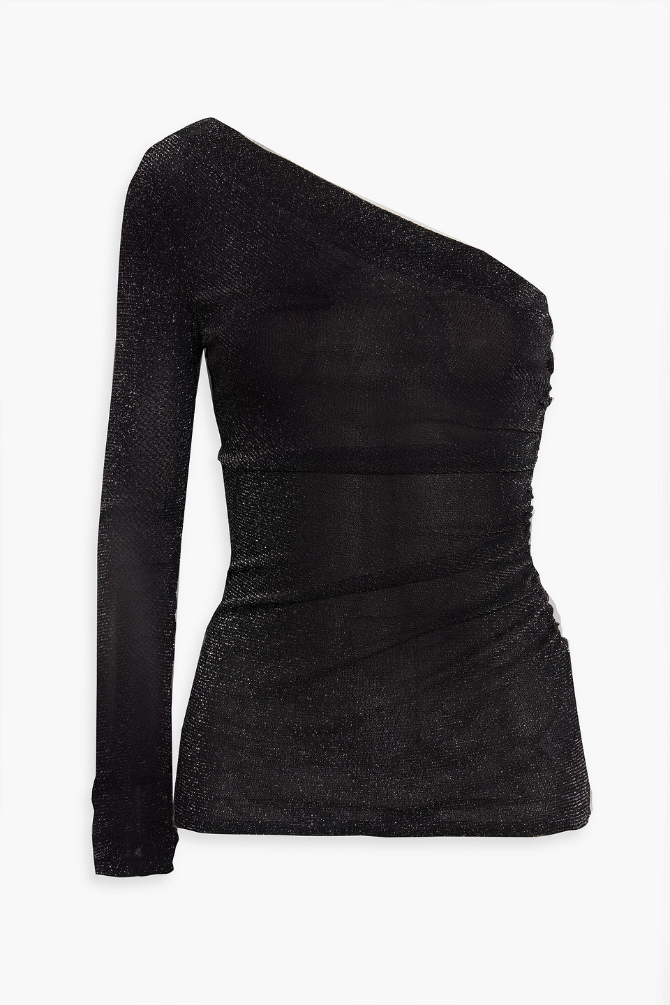 Diane Von Furstenberg Chaos One-sleeve Metallic Stretch-mesh Top In Black