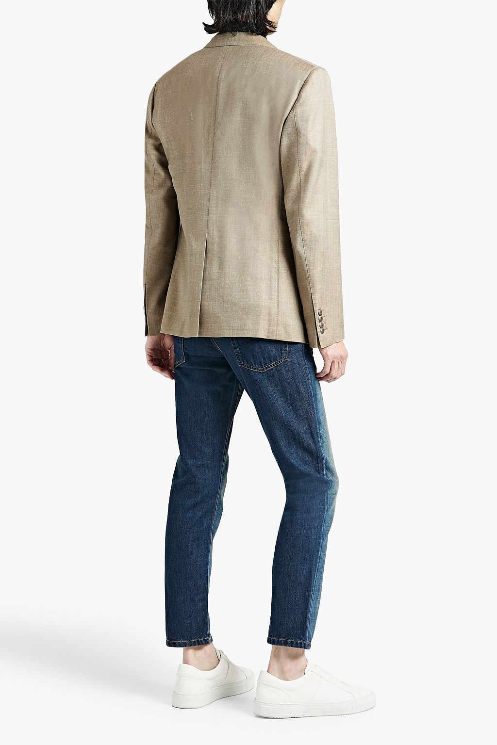 DOLCE&GABBANA Herringbone wool, silk and linen-blend blazer