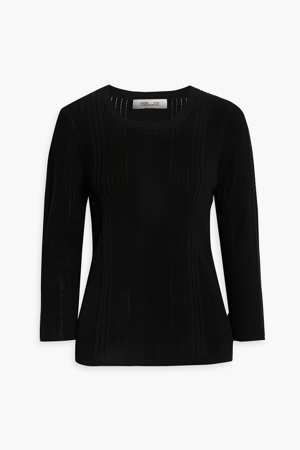 Diane Von Furstenberg Vlada Pointelle-knit Sweater In Black