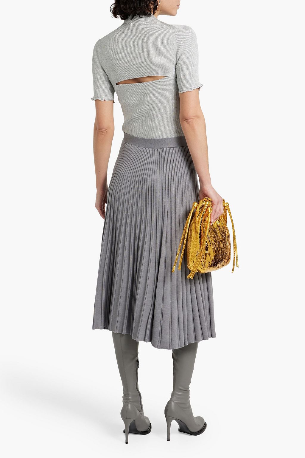 3.1 PHILLIP LIM Cutout metallic ribbed-knit top
