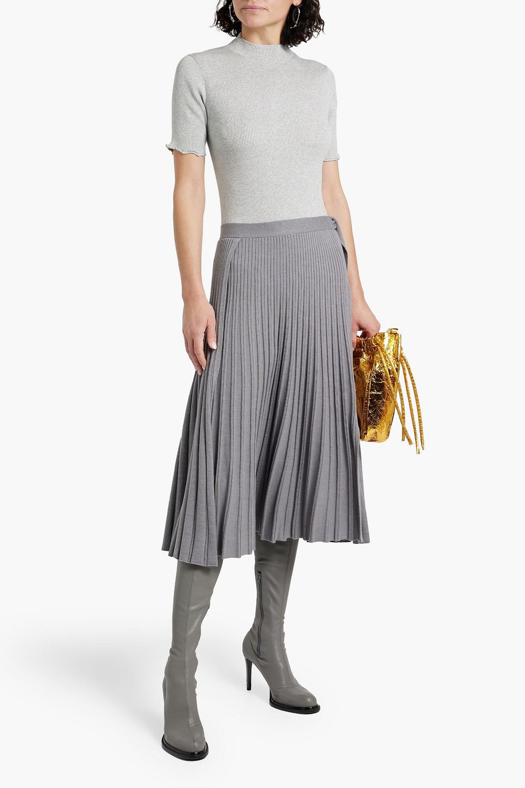 3.1 PHILLIP LIM Cutout metallic ribbed-knit top