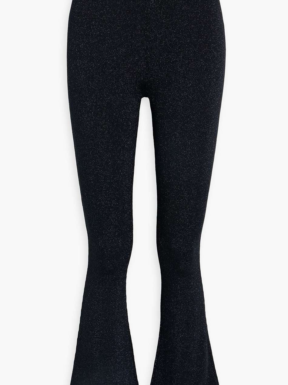 marlet cutout metallic ribbed-knit flared pants