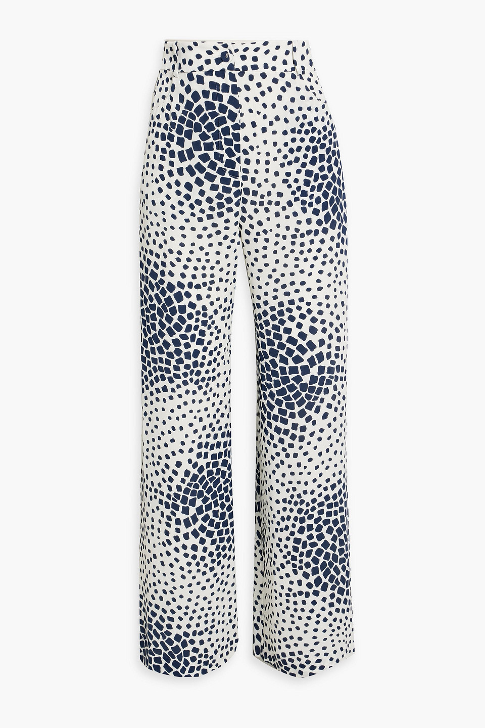 Diane Von Furstenberg Adelaide Printed Crepe Wide-leg Pants In Navy