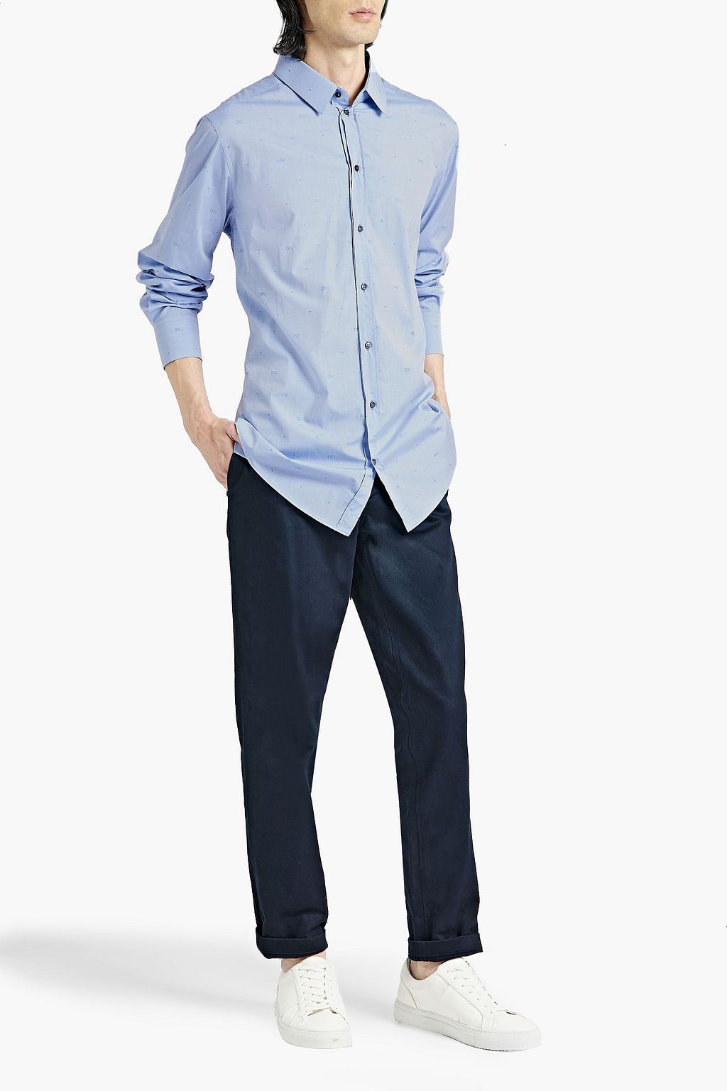 DOLCE&GABBANA Cotton-blend jacquard shirt