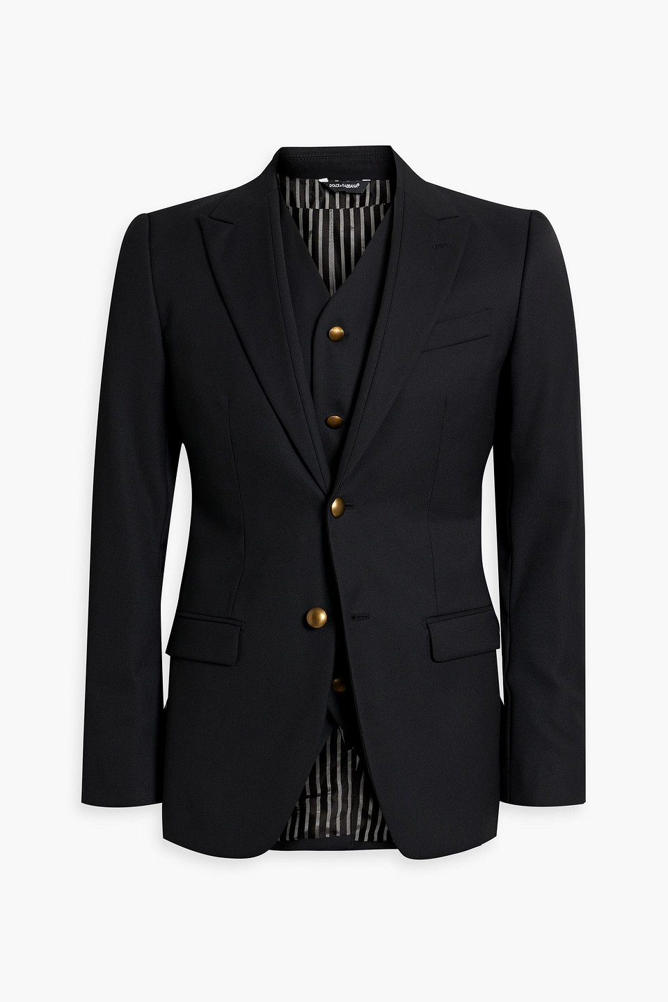 Dolce & Gabbana Grain De Poudre Wool Blazer And Vest Set In Black