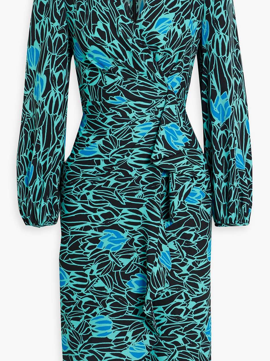 carla wrap-effect printed crepe dress