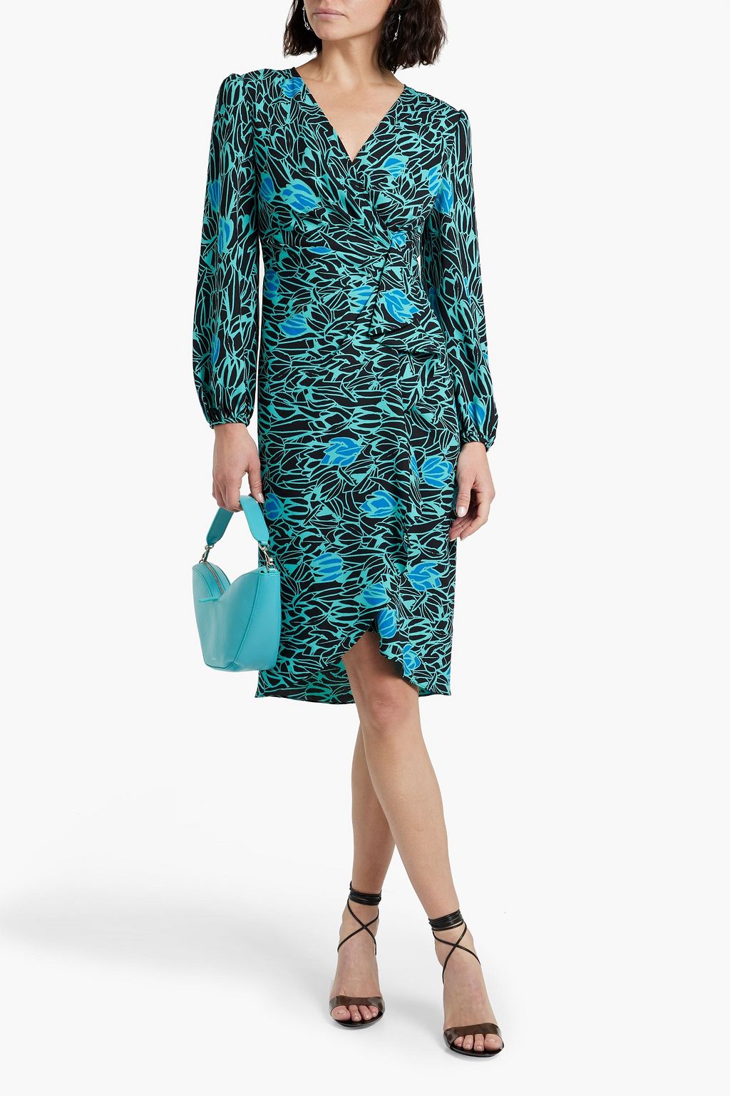 DIANE VON FURSTENBERG فستان “كارلا” مصنوع من الكريب بتصميم ملتف ومزين بطبعات