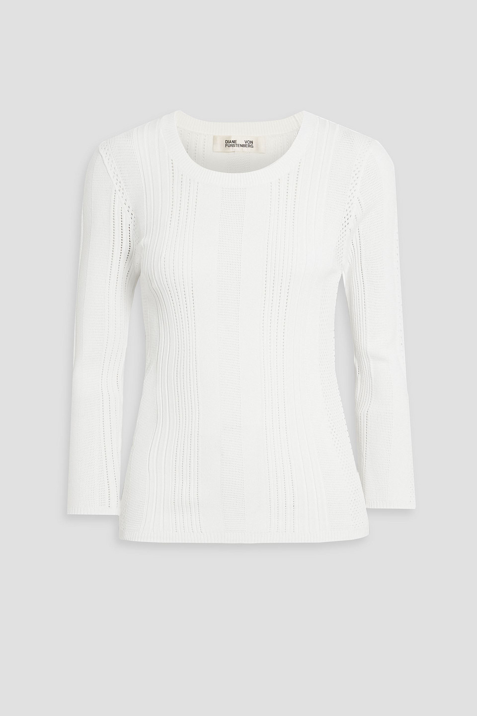 Diane Von Furstenberg Pointelle-knit Sweater In White