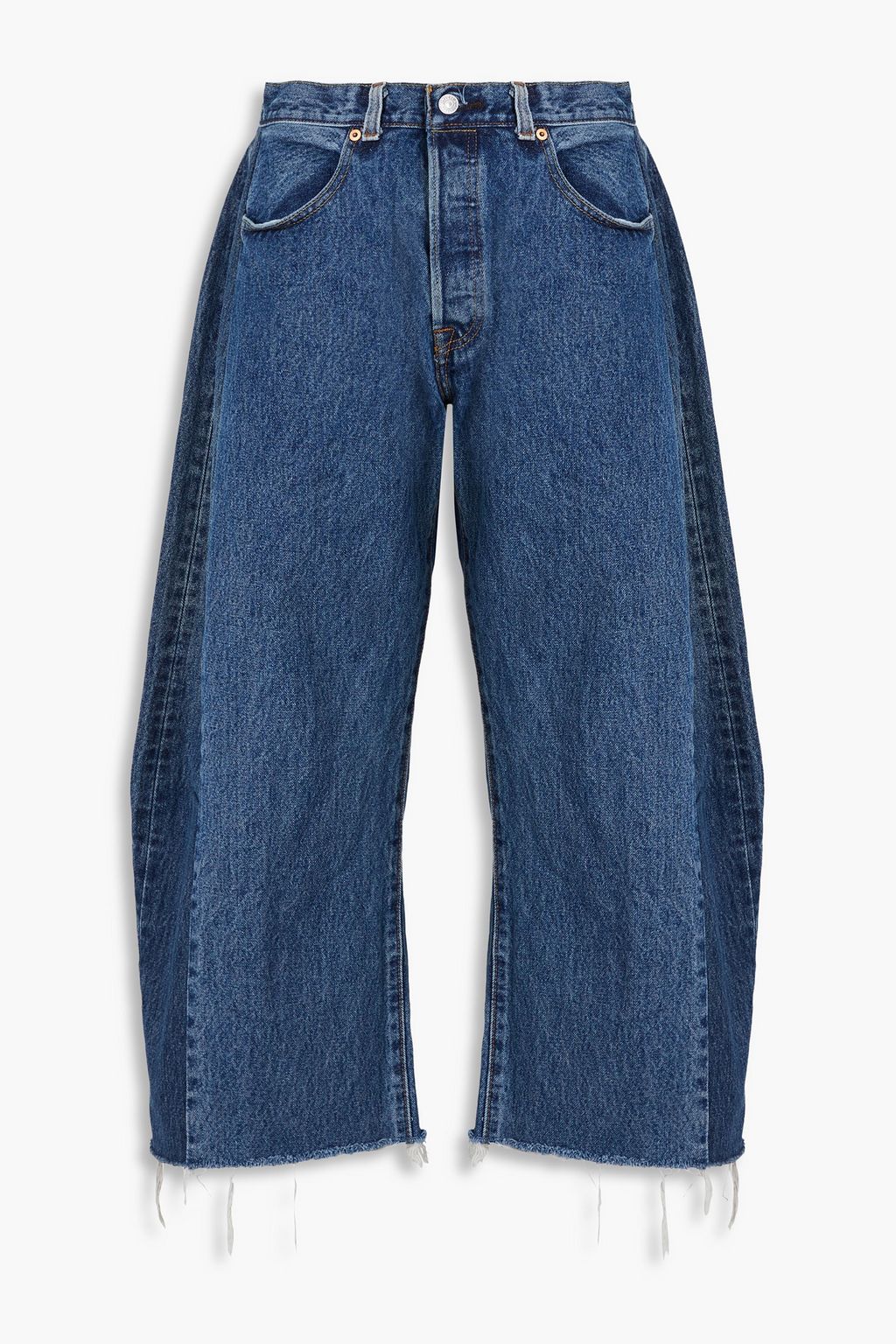 Lasso cropped two tone high rise wide leg jeans