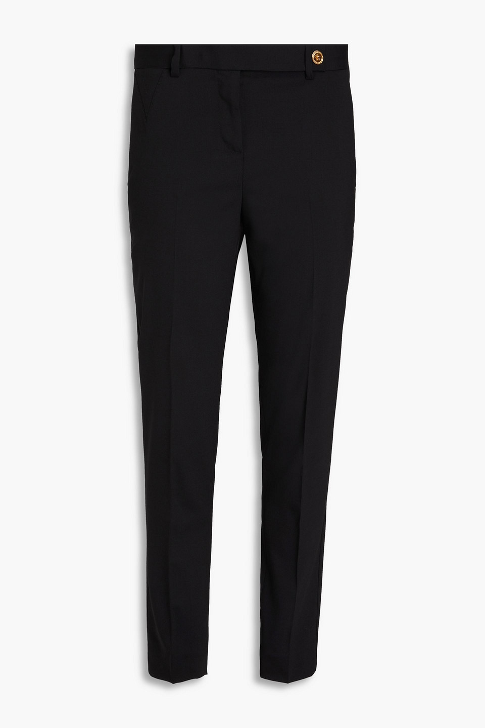 Versace Stretch-wool Crepe Skinny Pants In Black