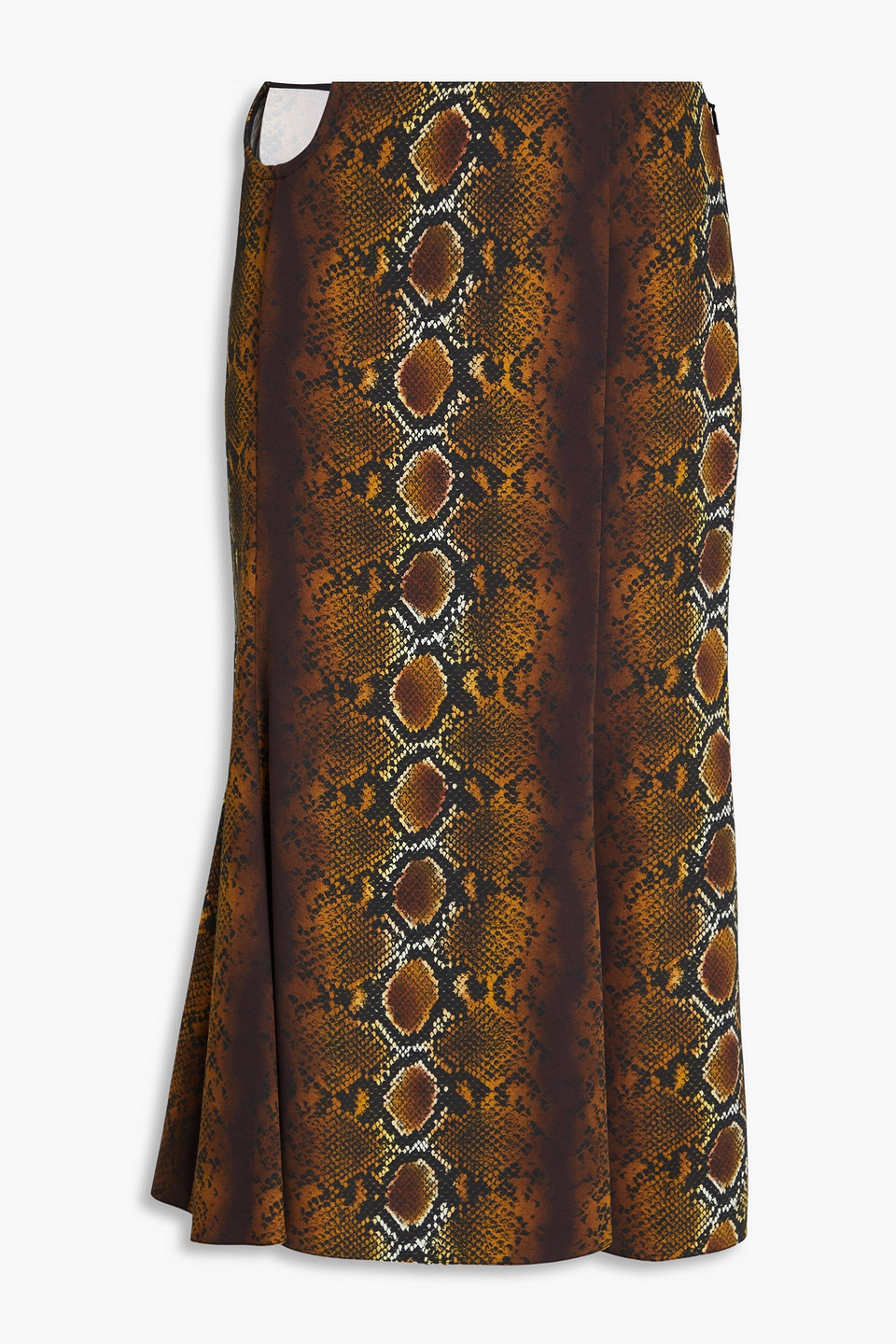 Versace Cutout Snake-print Crepe Midi Skirt In Multi