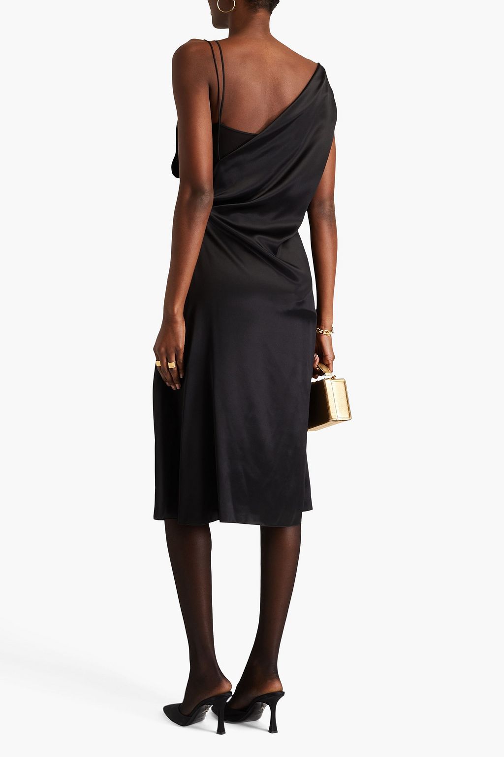 VERSACE Draped silk-satin midi dress