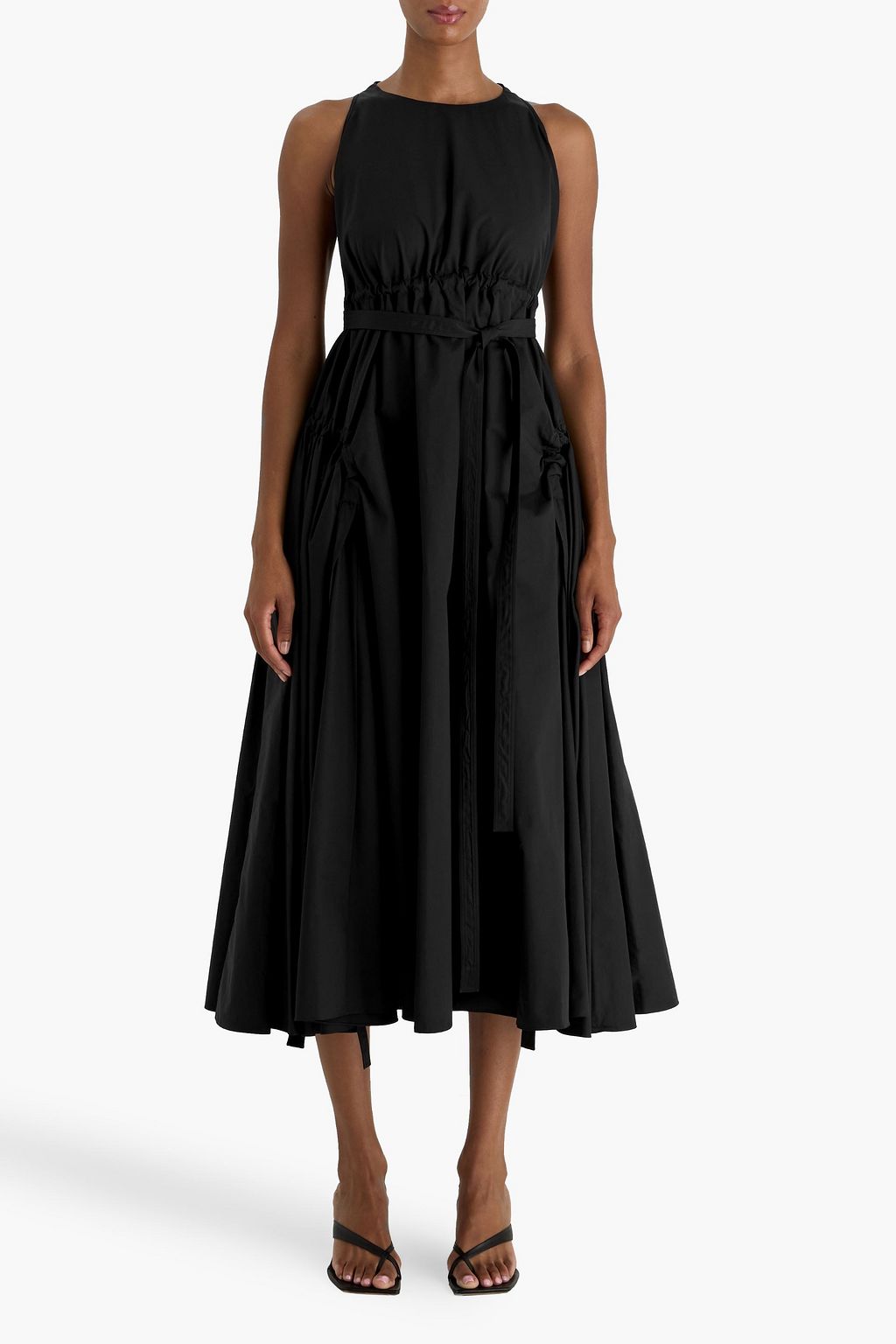 ALAÏA コットンポプリン ミディワンピース ベルト付き