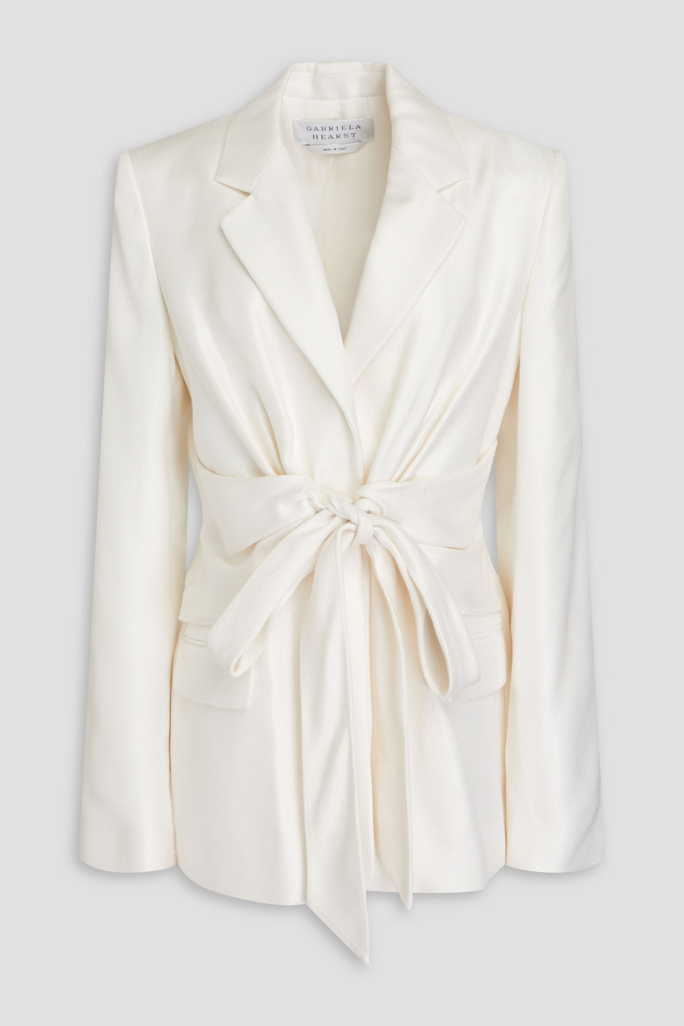 Gabriela Hearst Grant Belted Silk Blazer In Elfenbein