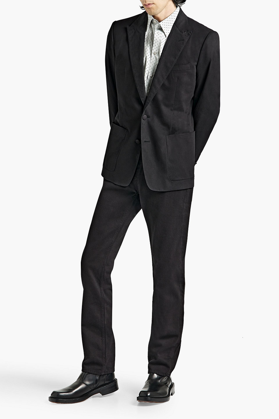 Shop Dolce & Gabbana Cotton-blend Twill Blazer In Black