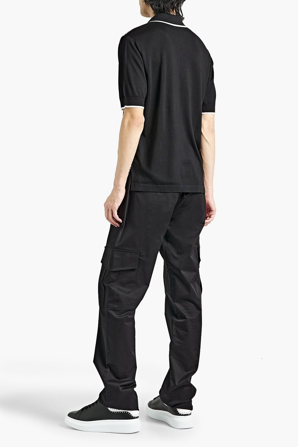 DOLCE&GABBANA Printed silk-twill polo shirt