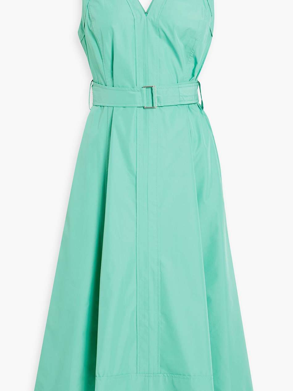 belted cotton-blend poplin midi dress