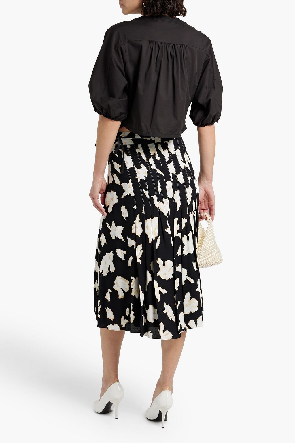 DIANE VON FURSTENBERG Daria cropped cotton-blend poplin blouse