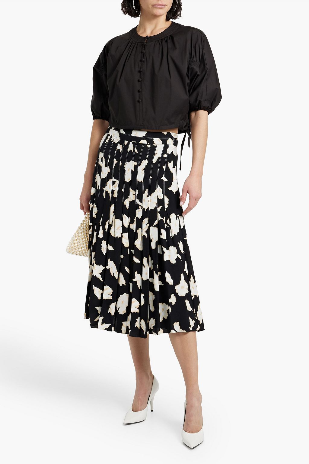 DIANE VON FURSTENBERG Daria cropped cotton-blend poplin blouse