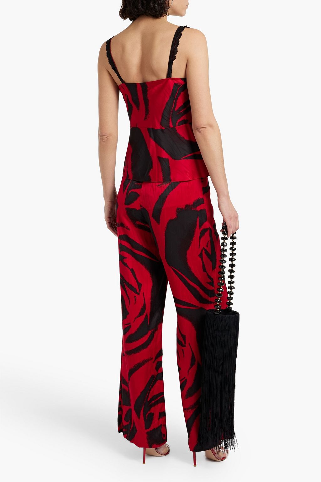 DIANE VON FURSTENBERG Circe lace-trimmed printed satin camisole