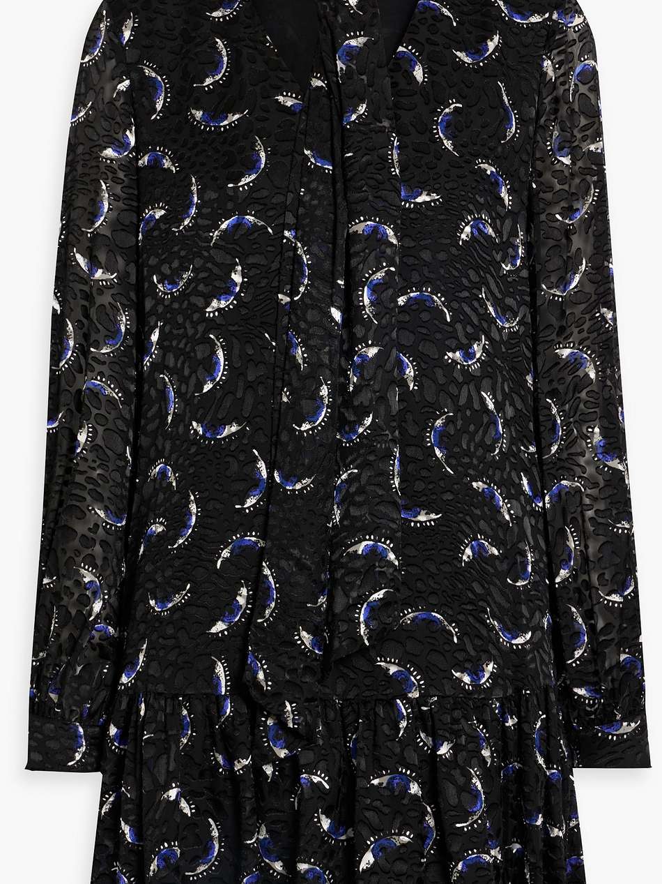 akila tie-neck printed fil coupé mini dress