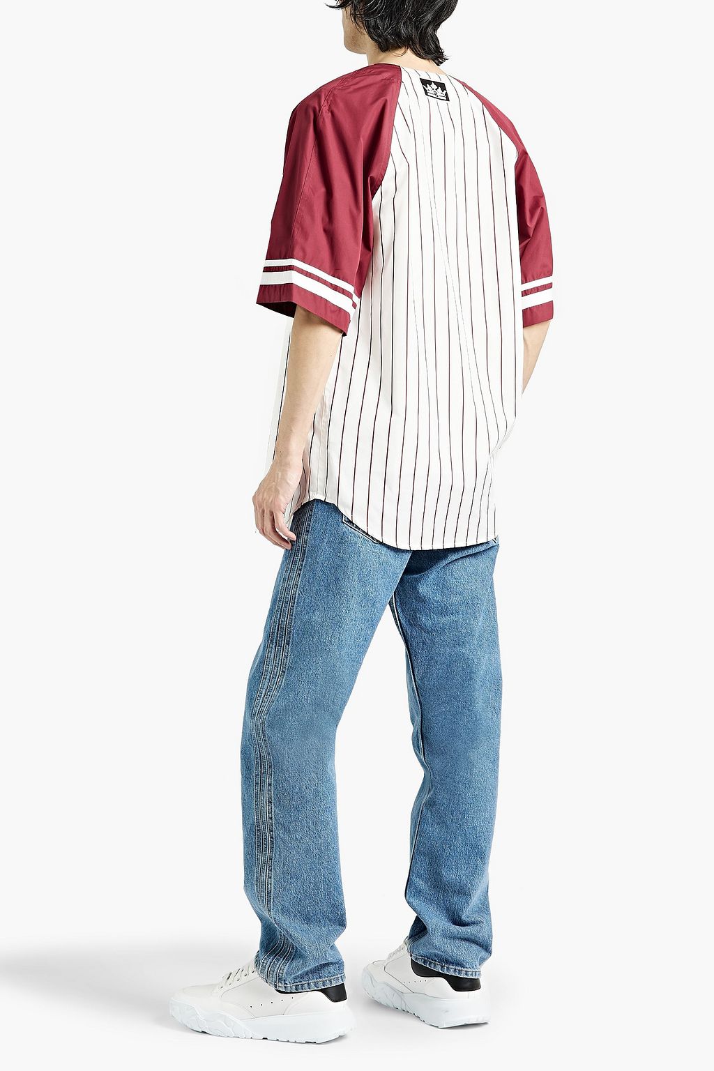 DOLCE&GABBANA Appliquéd striped cotton-poplin shirt