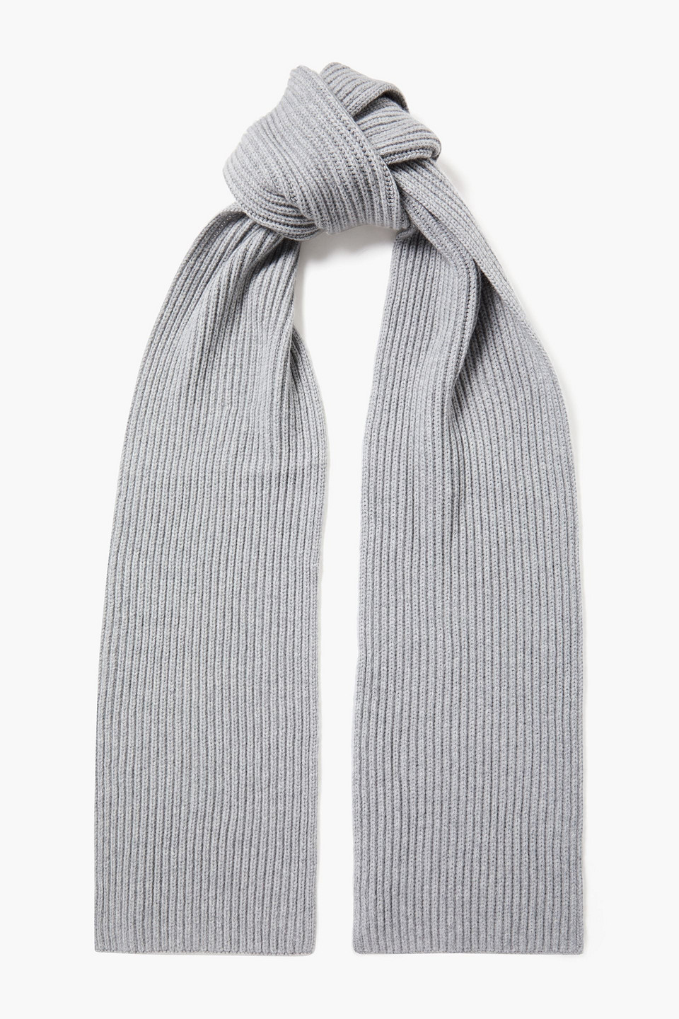 Gabriela Hearst Ribbed Cashmere And Silk-blend Scarf In Hellgrau