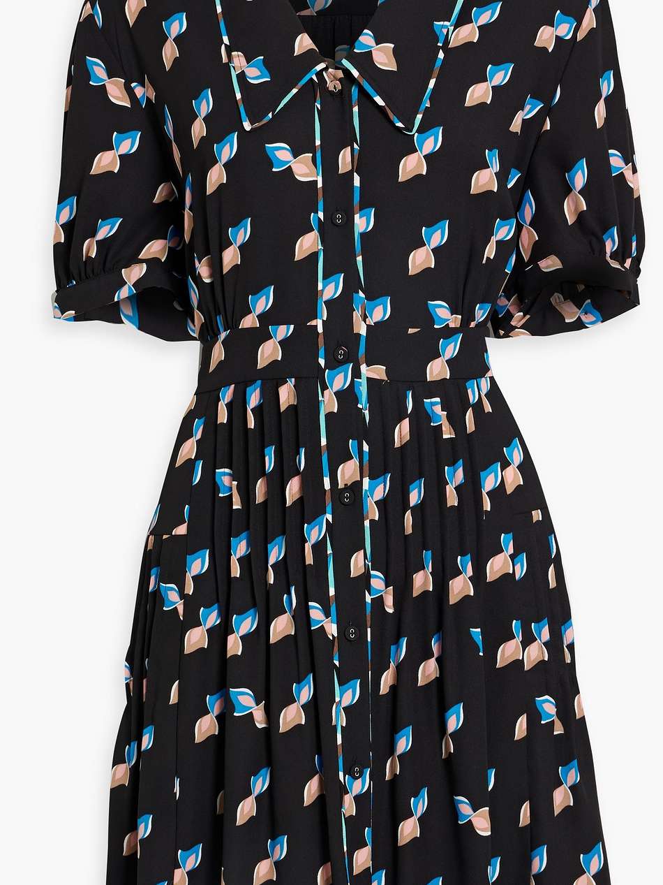 darius printed crepe mini shirt dress
