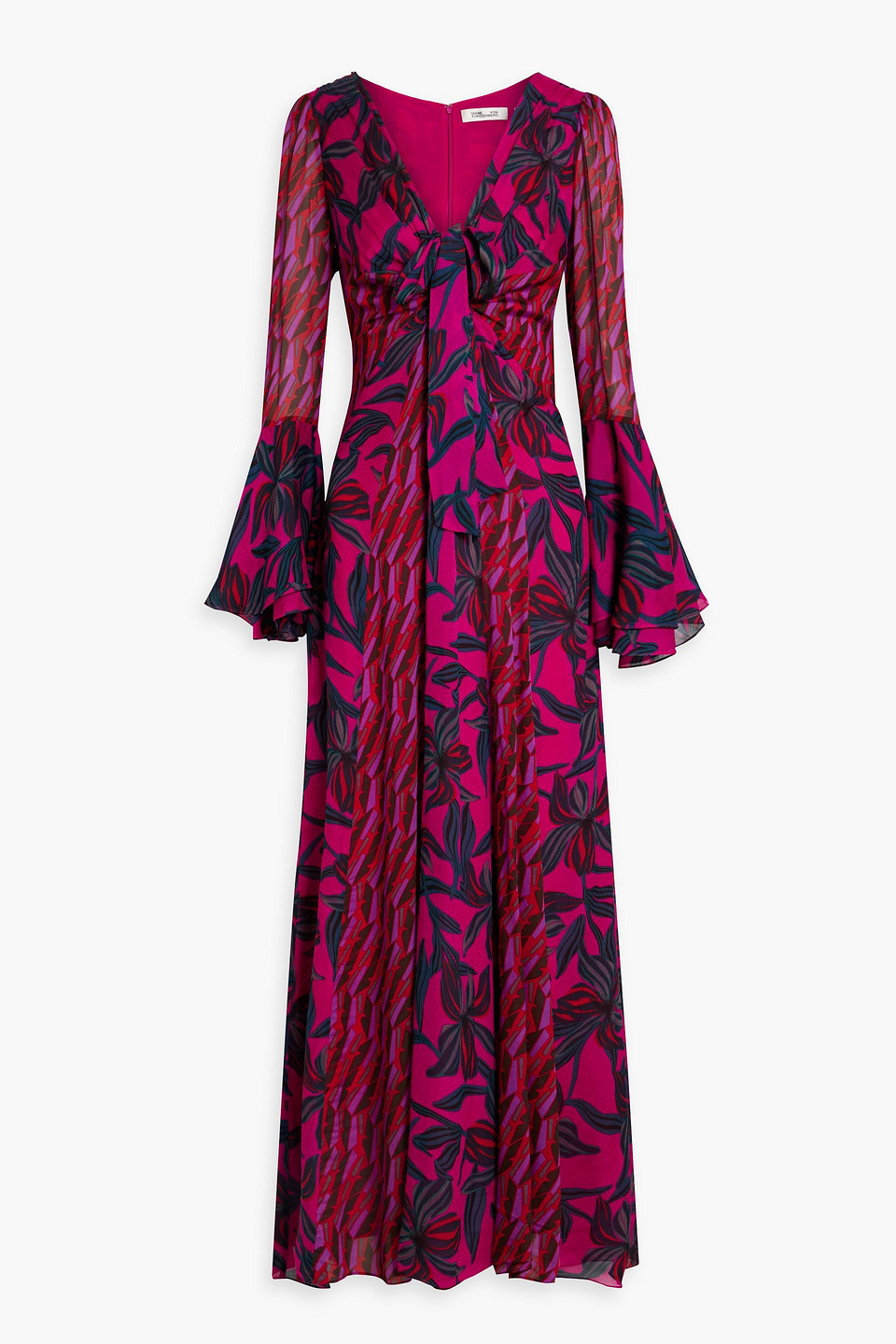 Shop Diane Von Furstenberg Selena Printed Chiffon Maxi Dress In Magenta